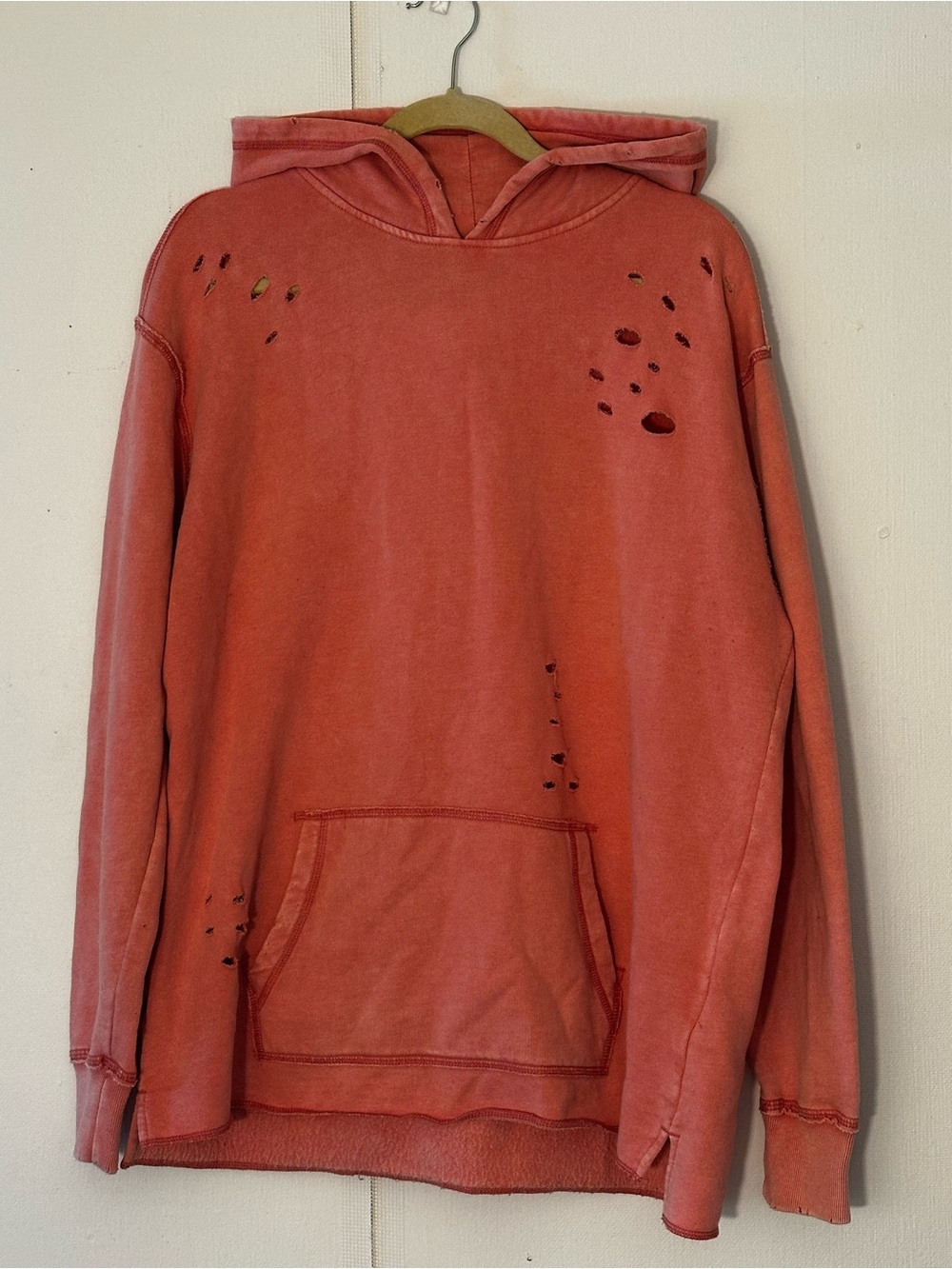 Hollister distressed pink hoodie